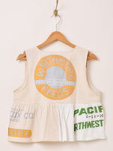 Emerald Motel フィードサック柄 ペプラムベスト