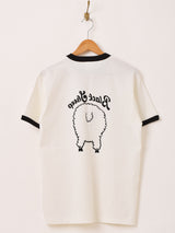 【2色展開】羊 プリント リンガーTシャツ「Black Sheep」