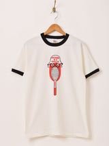 【2色展開】 プリント リンガーTシャツ「TENNIS」
