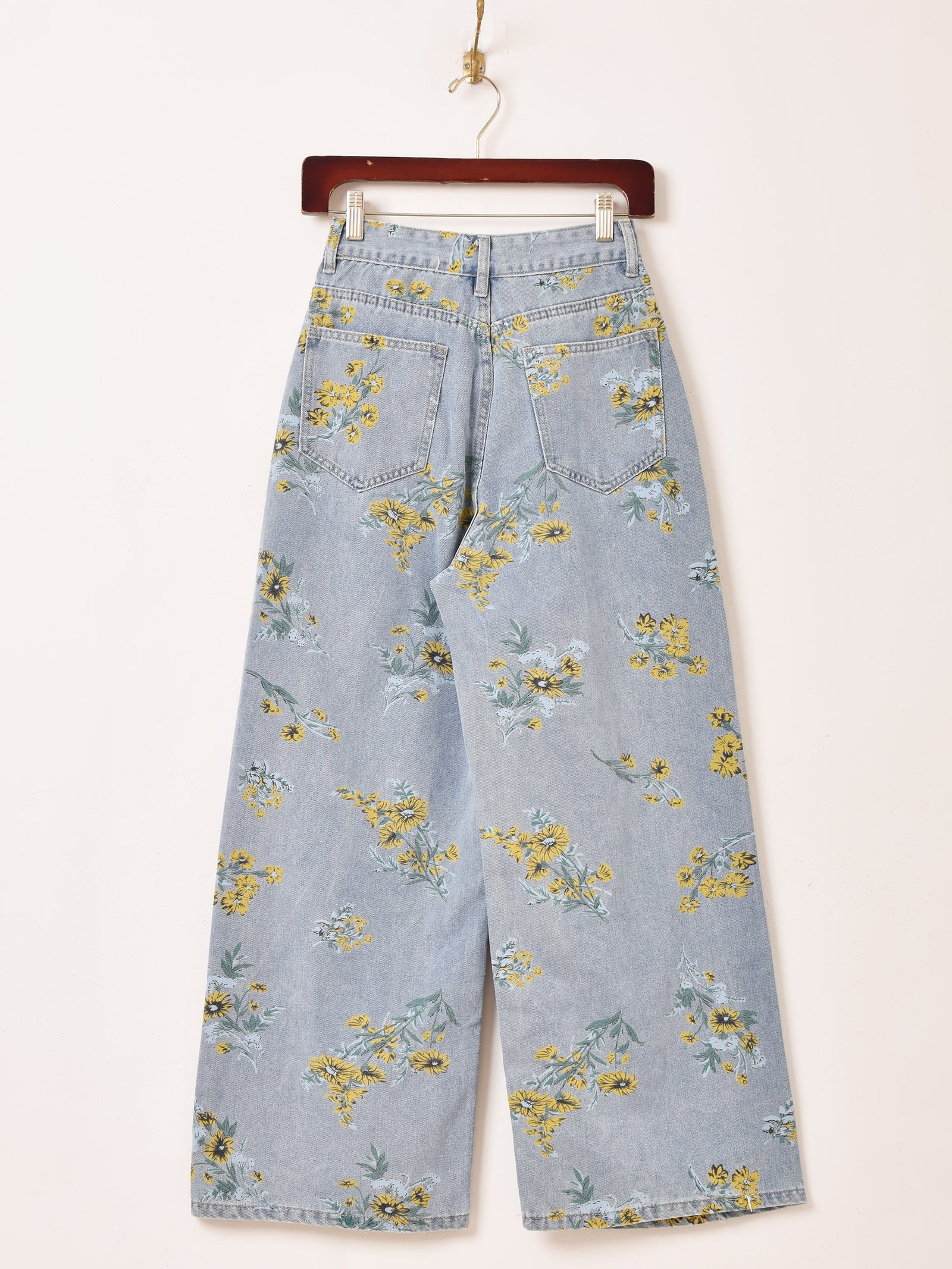 CAVALLI JEANS 花柄カジュアルパンツ 水色　イタリア製　ビンテージ B03_2621_3634a497-f988-4599-