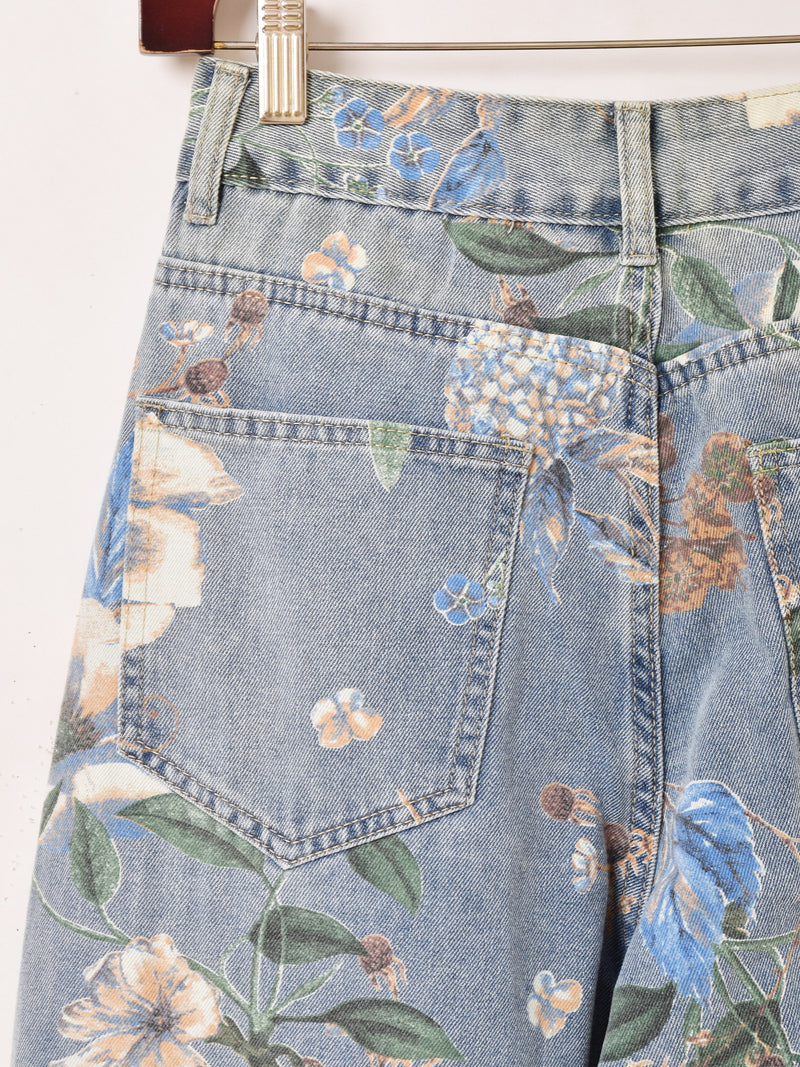 Elcamino 花柄 草花モチーフ デニムパンツ