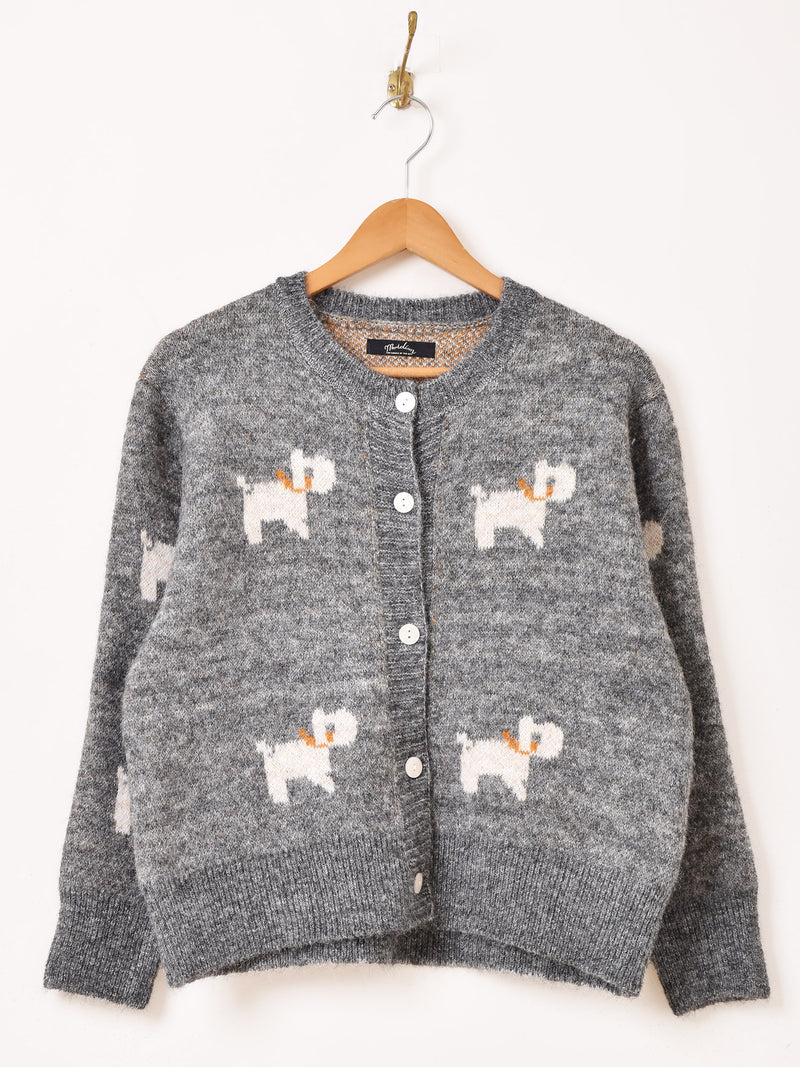 【2色展開】Meridian 犬柄 カーディガン