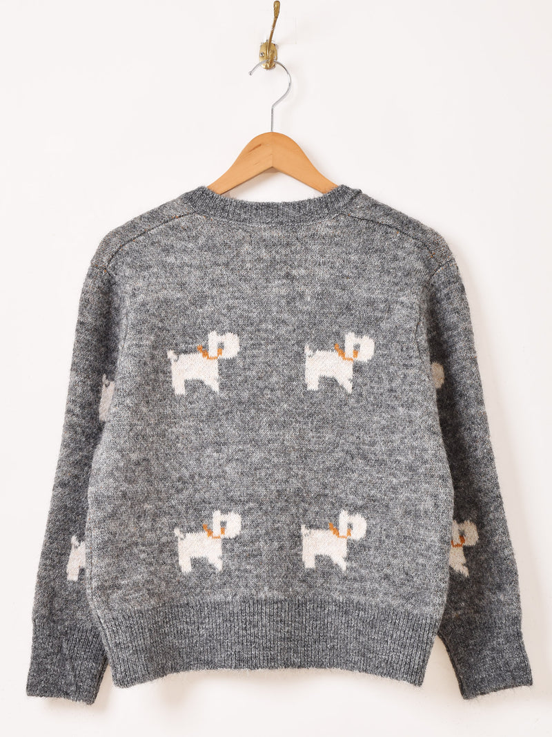 【2色展開】Meridian 犬柄 カーディガン