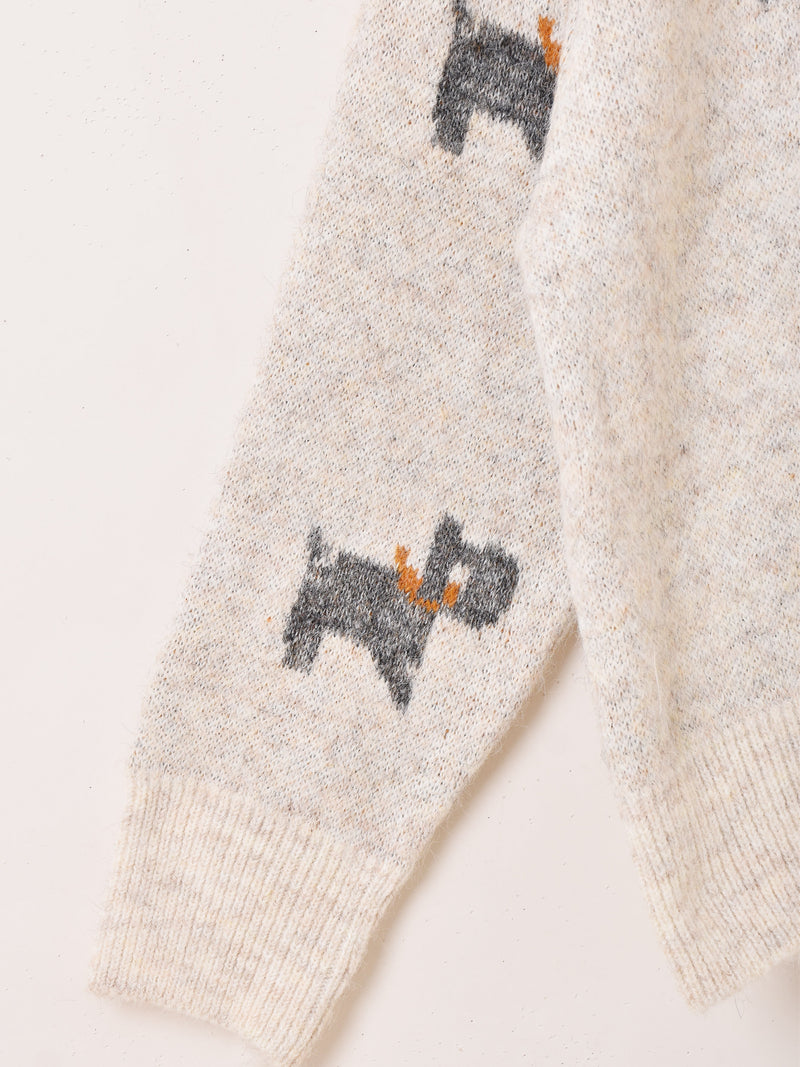 【2色展開】Meridian 犬柄 カーディガン