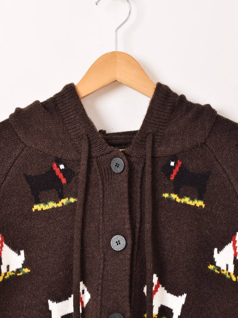 【2色展開】Meridian 犬柄 フード カーディガン