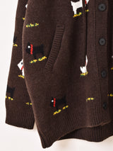 【2色展開】Meridian 犬柄 フード カーディガン