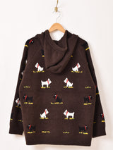 【2色展開】Meridian 犬柄 フード カーディガン