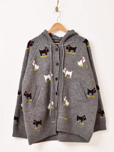 【2色展開】Meridian 犬柄 フード カーディガン