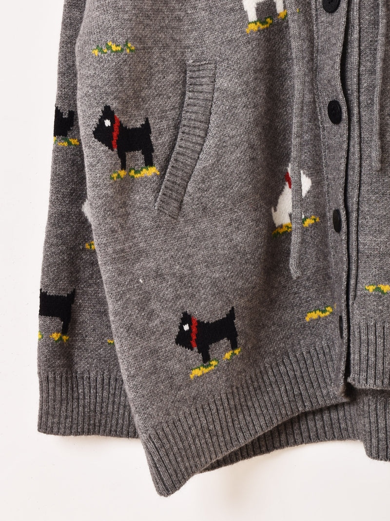 【2色展開】Meridian 犬柄 フード カーディガン