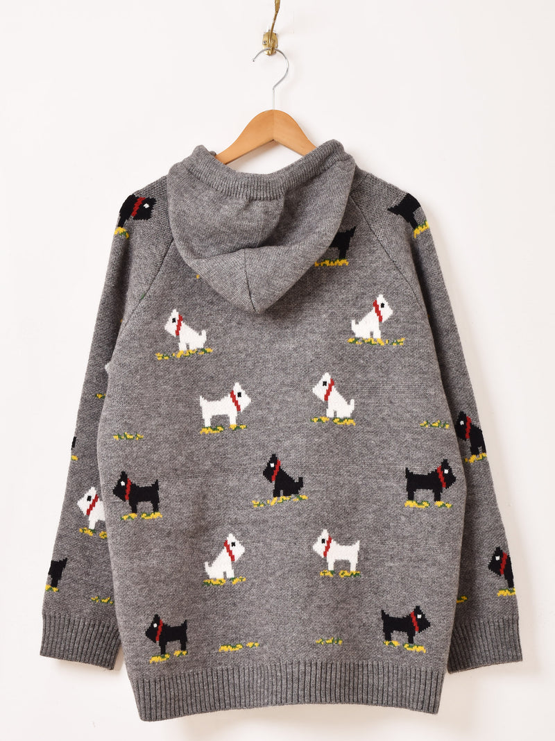 【2色展開】Meridian 犬柄 フード カーディガン