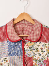 花柄 パッチワーク風 キルティングジャケット