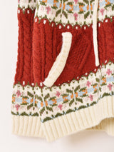 【2色展開】Meridian ノルディック柄 フード ジップアップ カーディガン