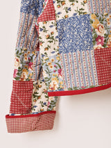 花柄 パッチワーク風 キルティングジャケット