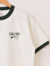 【2色展開】 プリント リンガーTシャツ「8BALL TAVERN」