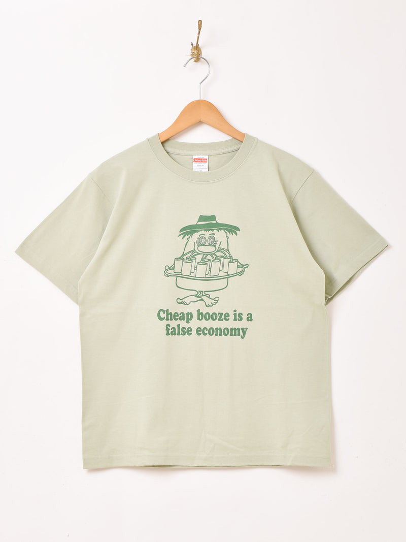 【2色展開】 プリントTシャツ「Cheap booze is a false economy」