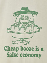 【2色展開】 プリントTシャツ「Cheap booze is a false economy」