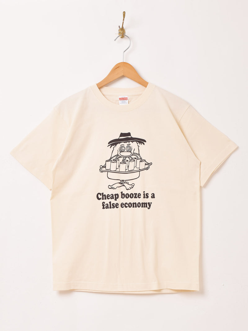 【2色展開】 プリントTシャツ「Cheap booze is a false economy」