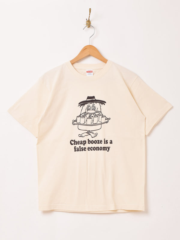 【2色展開】 プリントTシャツ「Cheap booze is a false economy」