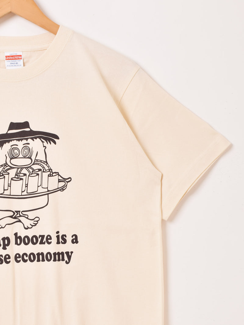 【2色展開】 プリントTシャツ「Cheap booze is a false economy」