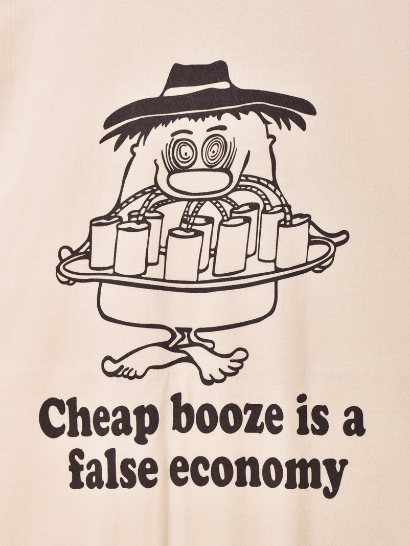 【2色展開】 プリントTシャツ「Cheap booze is a false economy」