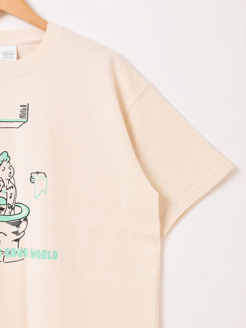 【2色展開】 プリントTシャツ「GOOD-BYE CRUEL WORLD」