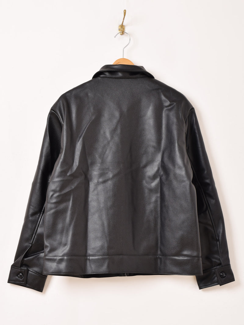 Backers フェイクレザー ジップアップジャケット BLACK 3色展開】Backers フェイクレザー ジップアップジャケット – 古着屋Top