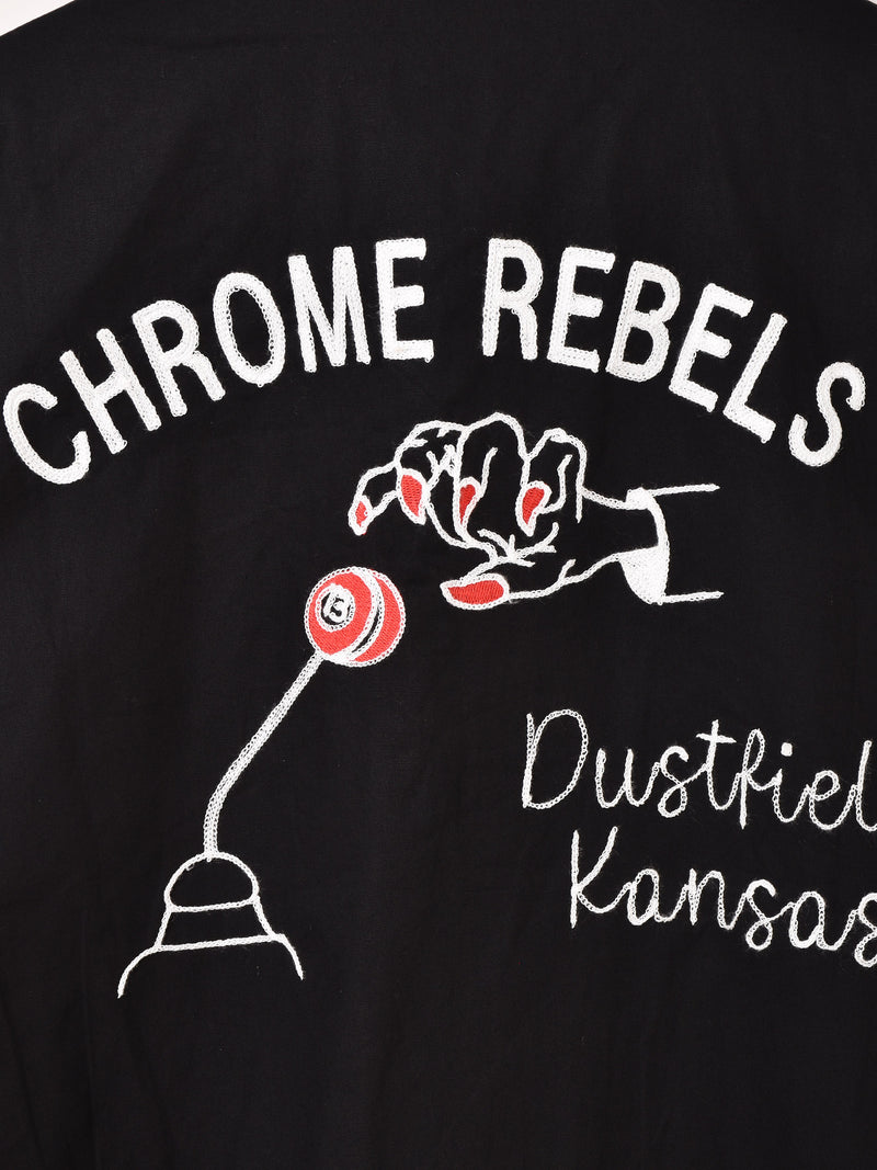 【2色展開】Backers 刺繍入り ドリズラージャケット「CHROME REBELS」