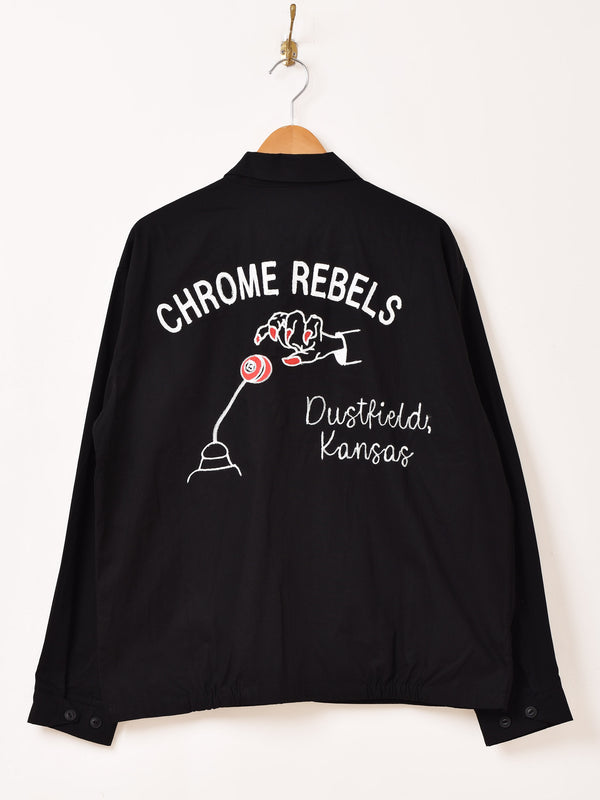 【2色展開】Backers 刺繍入り ドリズラージャケット「CHROME REBELS」