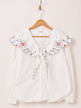 ボウタイ 刺繍 長袖ブラウス