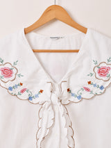 ボウタイ 刺繍 長袖ブラウス