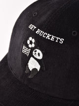 刺繍入り コーデュロイ キャップ「GET BUCKETS」