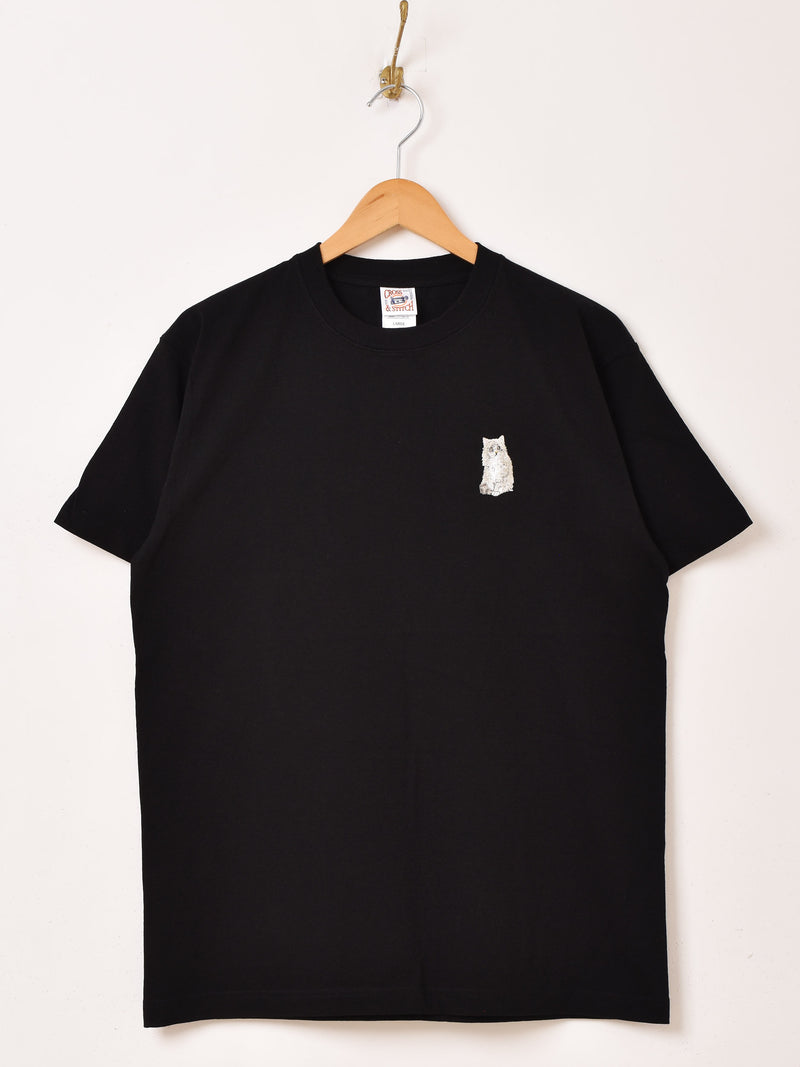 【2色展開】ワンポイント キャット 刺繍 Tシャツ