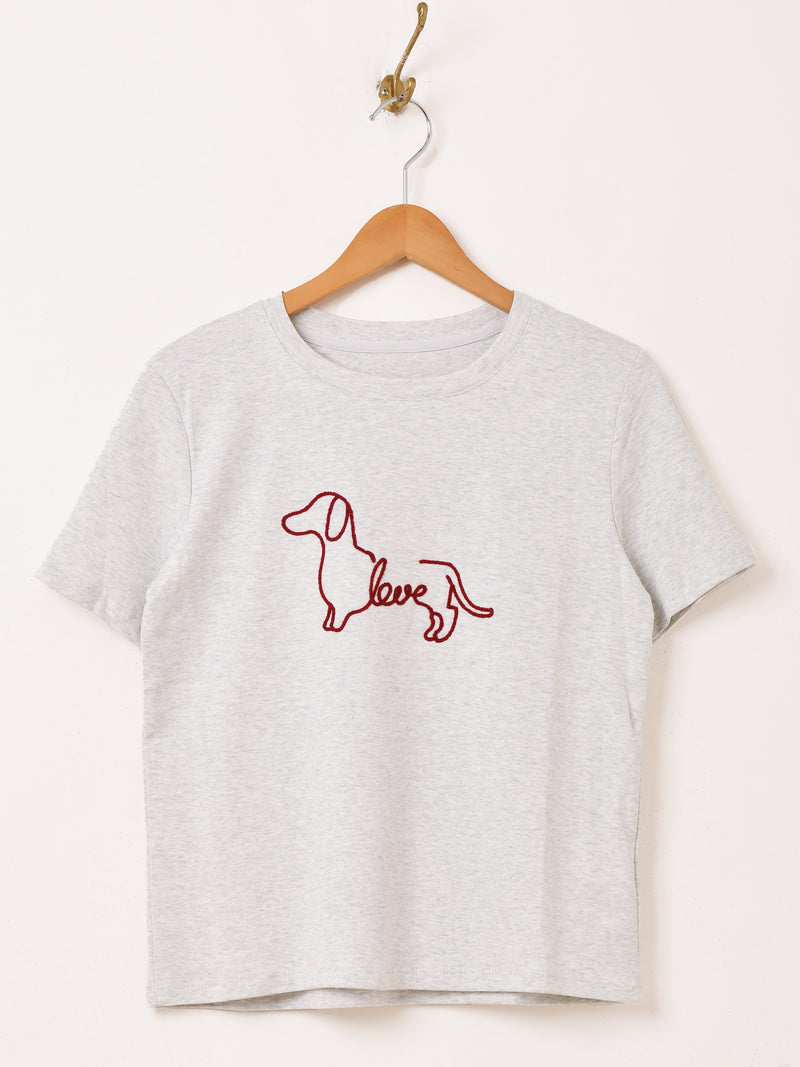 ダックスフント 刺繍 Tシャツ
