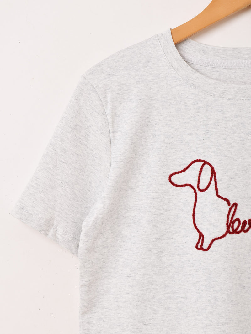 ダックスフント 刺繍 Tシャツ