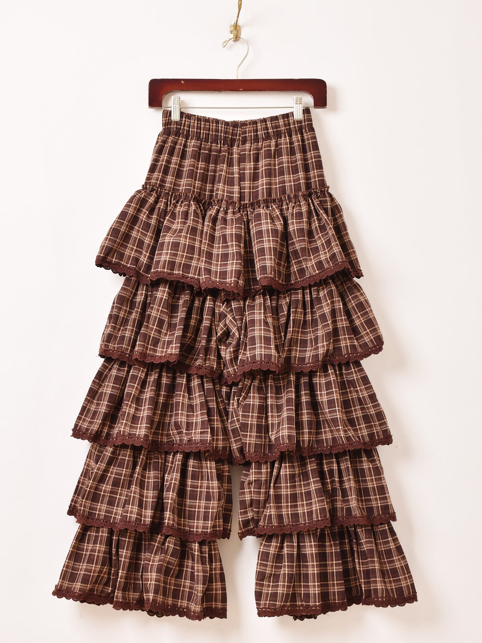 2色展開】Meridian チェック柄 フリルパンツ – 古着屋Top of the Hill