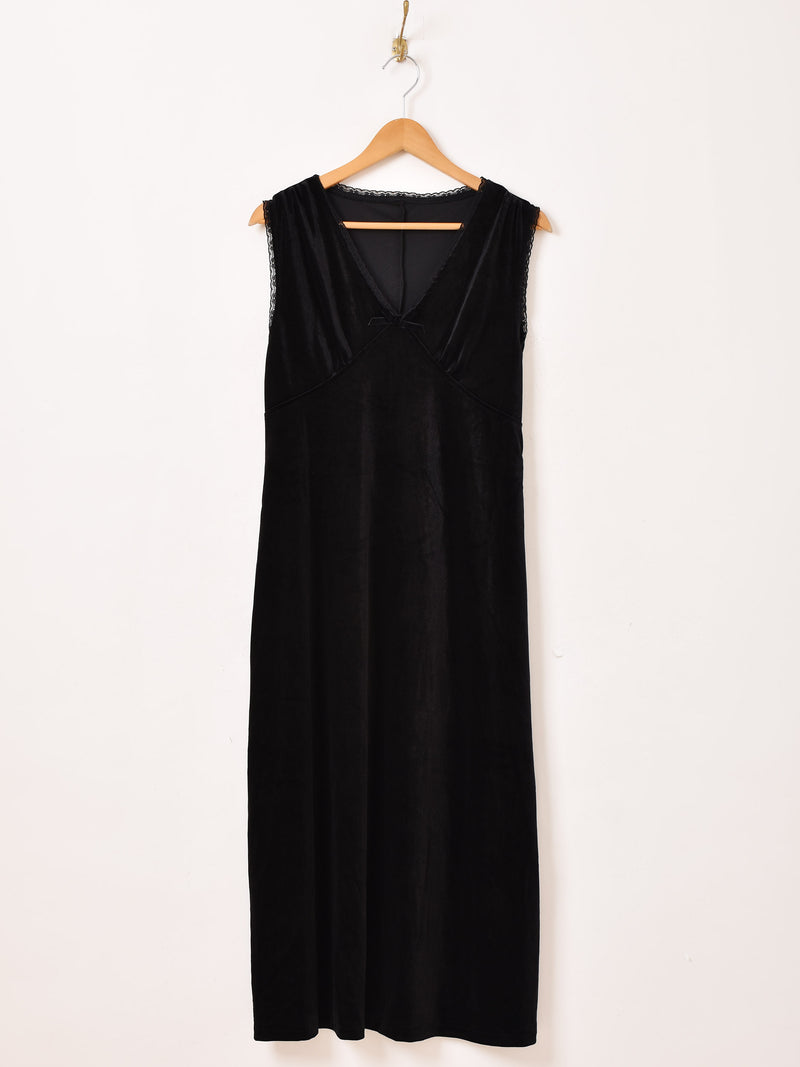 Meridian レース ベロア ノースリーブワンピース