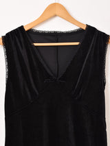 Meridian レース ベロア ノースリーブワンピース