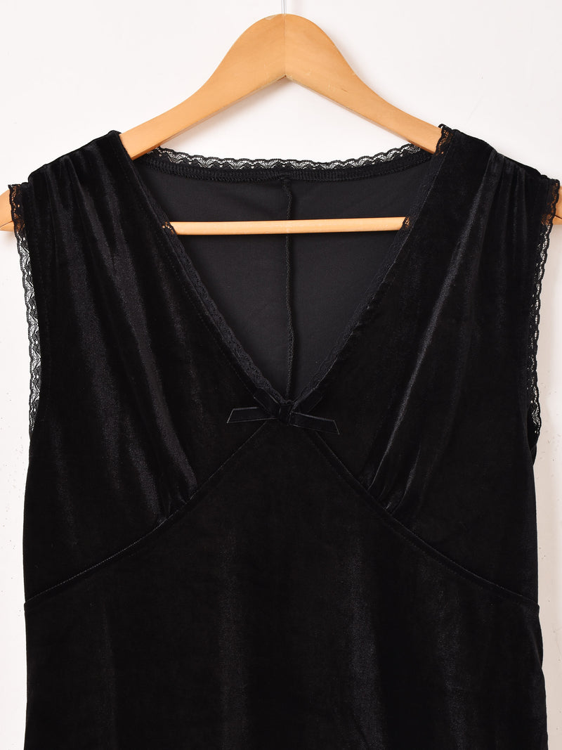 Meridian レース ベロア ノースリーブワンピース