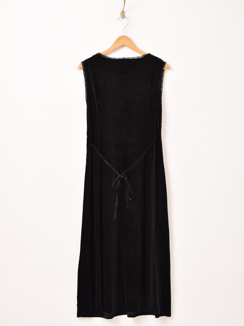 Meridian レース ベロア ノースリーブワンピース