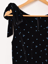 Meridian 小花柄 リボン ベロア ノースリーブワンピース