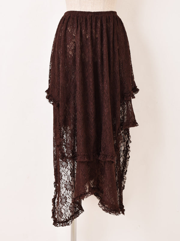 【3色展開】Meridian 花柄 アシンメトリー レーススカート
