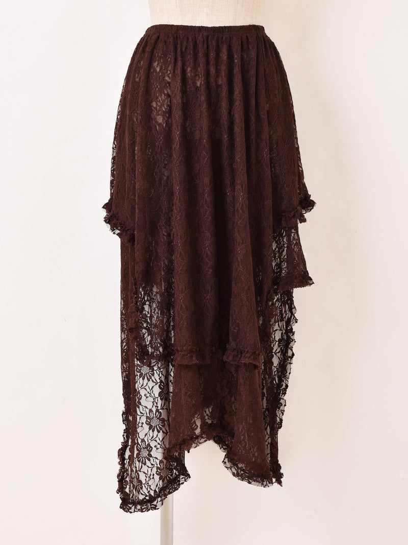 【3色展開】Meridian 花柄 アシンメトリー レーススカート