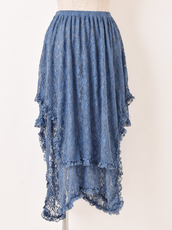 【3色展開】Meridian 花柄 アシンメトリー レーススカート