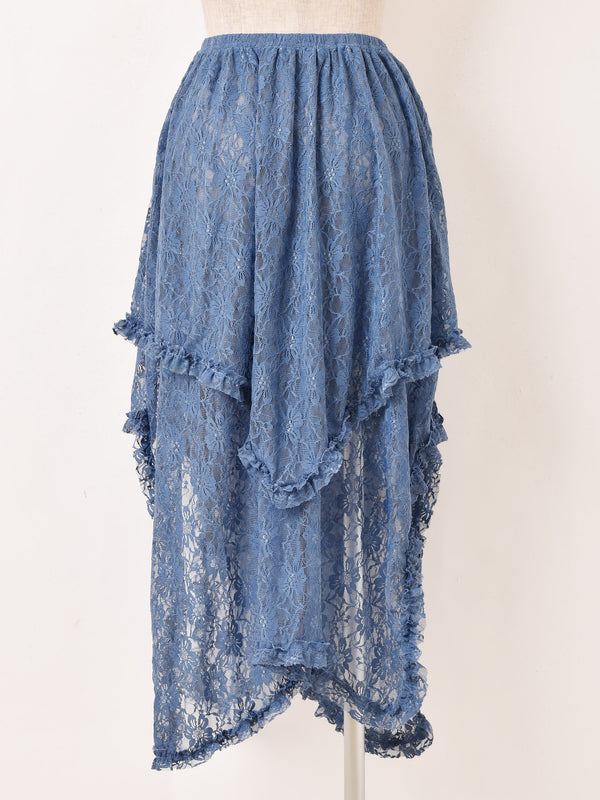 【3色展開】Meridian 花柄 アシンメトリー レーススカート
