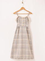 【2色展開】Meridian チェック柄 ファーデザイン キャミソールワンピース