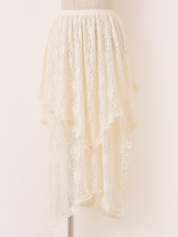 【3色展開】Meridian 花柄 アシンメトリー レーススカート
