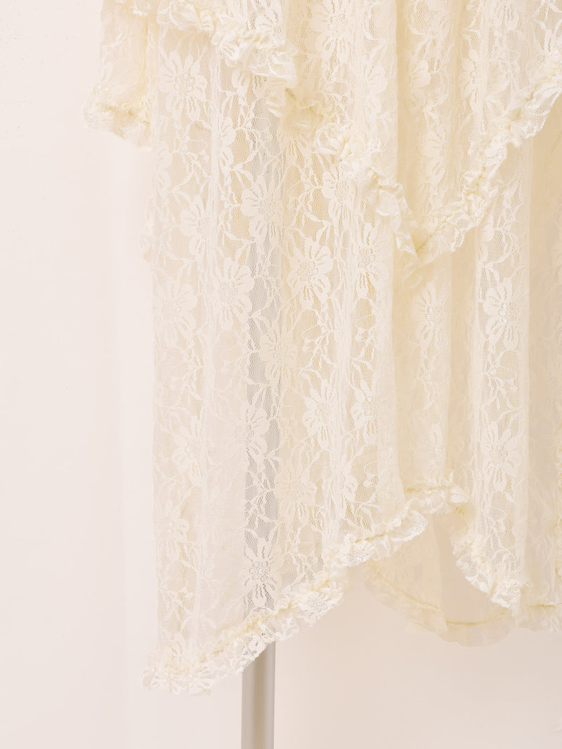 【3色展開】Meridian 花柄 アシンメトリー レーススカート