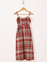 【2色展開】Meridian チェック柄 ファーデザイン キャミソールワンピース