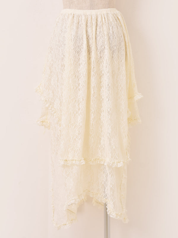 【3色展開】Meridian 花柄 アシンメトリー レーススカート