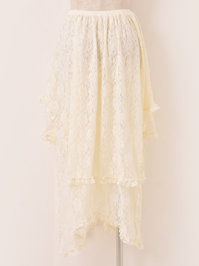 【3色展開】Meridian 花柄 アシンメトリー レーススカート